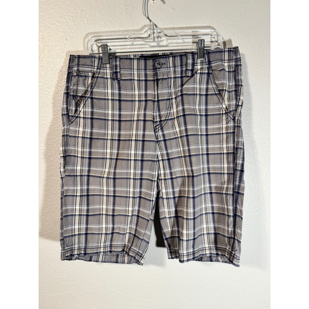 #50 Calvin Klein Jeans Mens Plaid Shorts Grey Blue White Size 32 Casual Summer